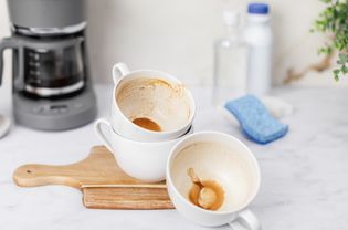 Closeup of stained coffee mugs